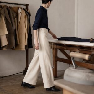 Blackthorn wide-leg tailored trousers — Tailored Trousers by CROWN TAILORING. worn by a model.