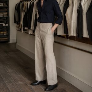 Sloe straight-leg tailored trousers — Tailored Trousers by CROWN TAILORING. worn by a model.