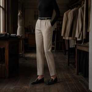 Cotswold cigarette-leg tailored trousers — Tailored Trousers by CROWN TAILORING. worn by a model.