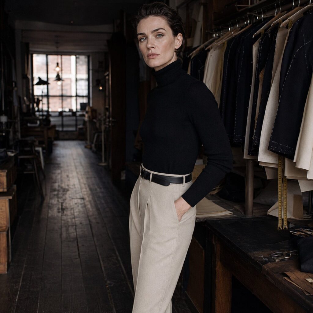 Chiltern cigarette-leg tailored trousers — Tailored Trousers by CROWN TAILORING. shown worn.