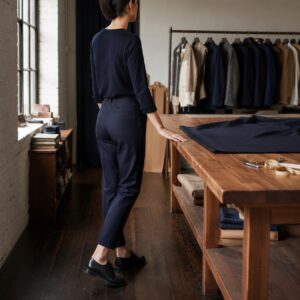 Thornbury cigarette-leg tailored trousers — Tailored Trousers by CROWN TAILORING. worn by a model.