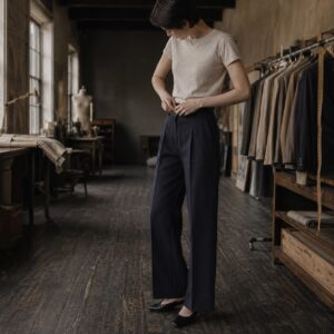 Kestrel wide-leg tailored trousers — Tailored Trousers by CROWN TAILORING. worn by a model.