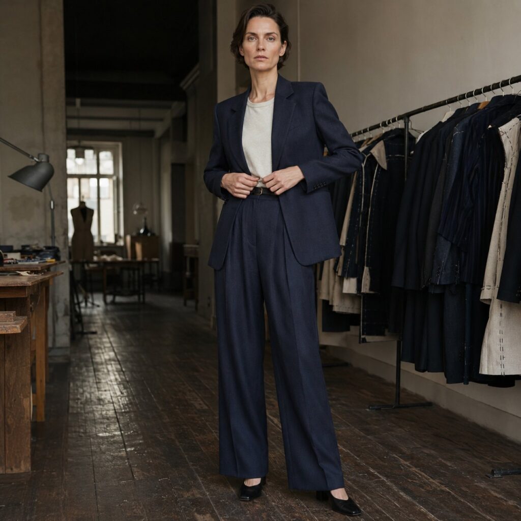 Marylebone wide-leg tailored trousers — Tailored Trousers by CROWN TAILORING. shown worn.