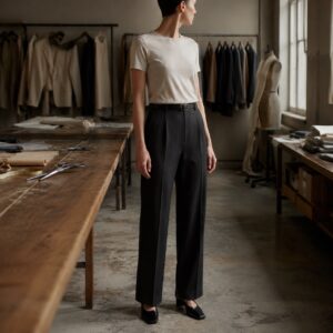 Chiltern straight-leg tailored trousers — Tailored Trousers by CROWN TAILORING. worn by a model.