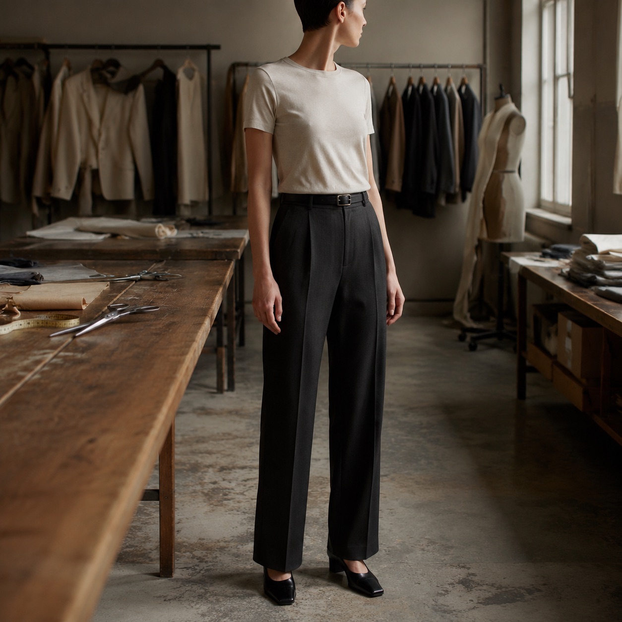 Chiltern straight-leg tailored trousers — Tailored Trousers by CROWN TAILORING. worn by a model.