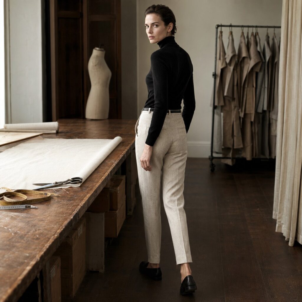Ashdown cigarette-leg tailored trousers — Tailored Trousers by CROWN TAILORING. shown worn.