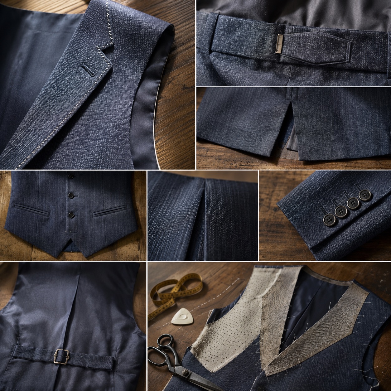 Bracken single-breasted waistcoat — Waistcoats by CROWN TAILORING. close detail of the fabric and finish.