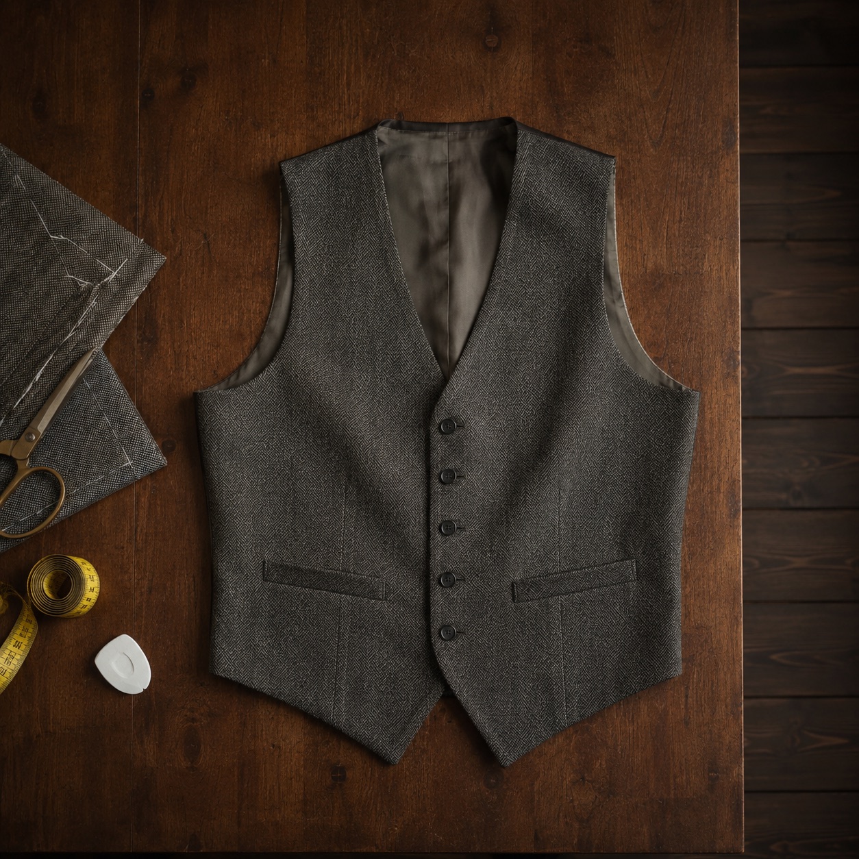 Bracken single-breasted waistcoat — Waistcoats by CROWN TAILORING. product photograph on a white background.