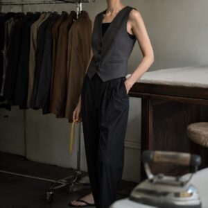 Wren single-breasted waistcoat — Waistcoats by CROWN TAILORING. worn by a model.