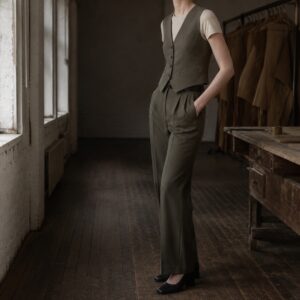 Fitzrovia single-breasted waistcoat — Waistcoats by CROWN TAILORING. worn by a model.