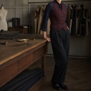 Chiltern single-breasted waistcoat — Waistcoats by CROWN TAILORING. worn by a model.