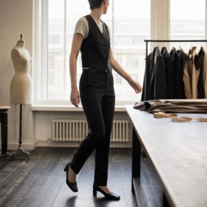 Bloomsbury single-breasted waistcoat — Waistcoats by CROWN TAILORING. worn by a model.