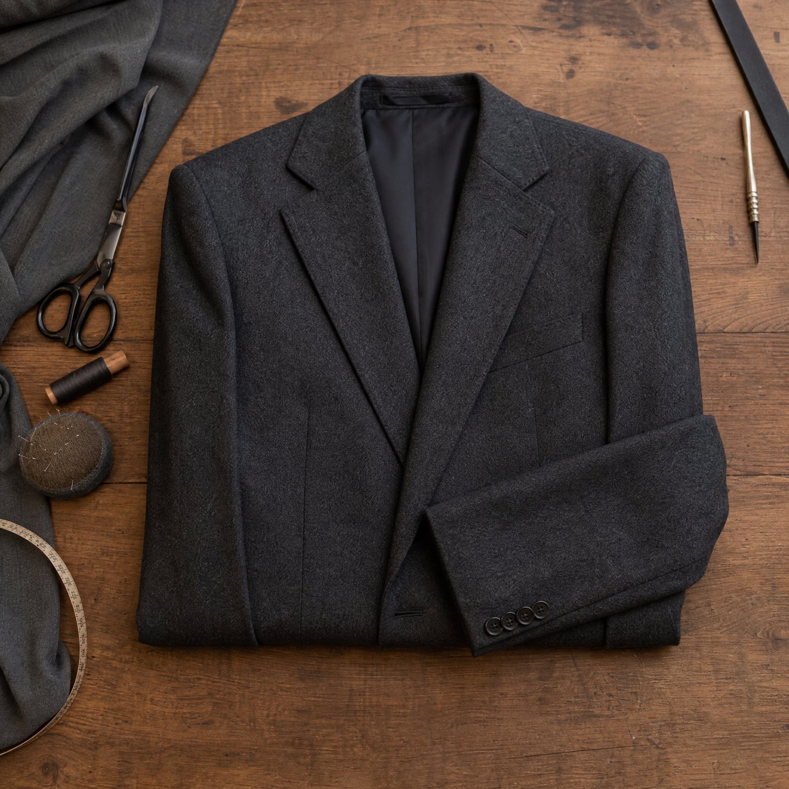 Folded suit jackets from the CROWN TAILORING range