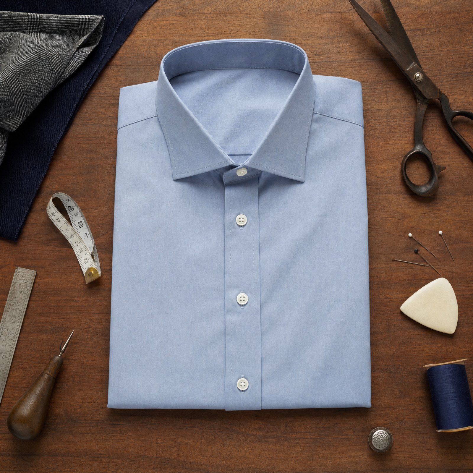 Folded tailored shirts from the CROWN TAILORING range