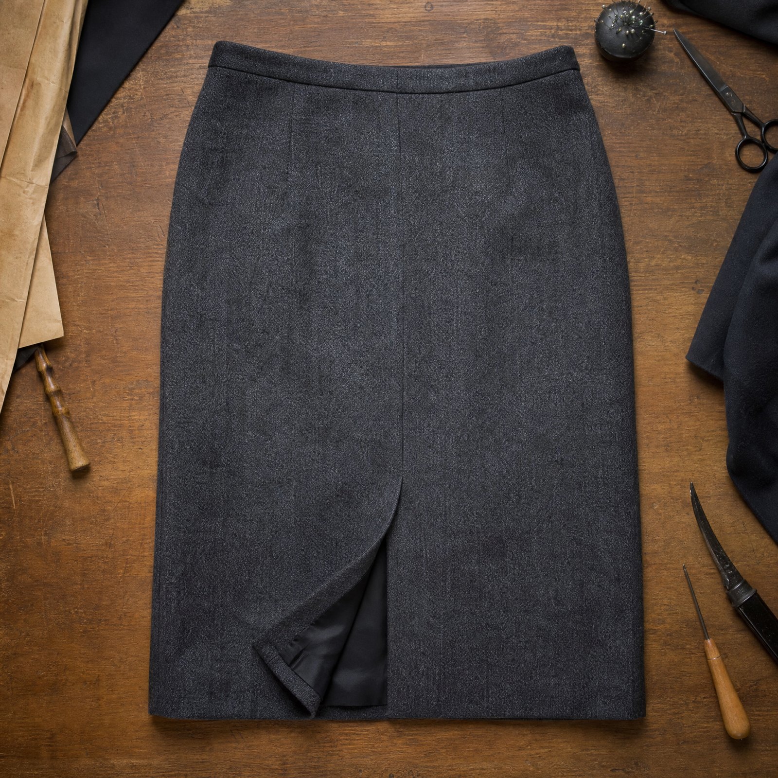 Folded tailored skirts from the CROWN TAILORING range