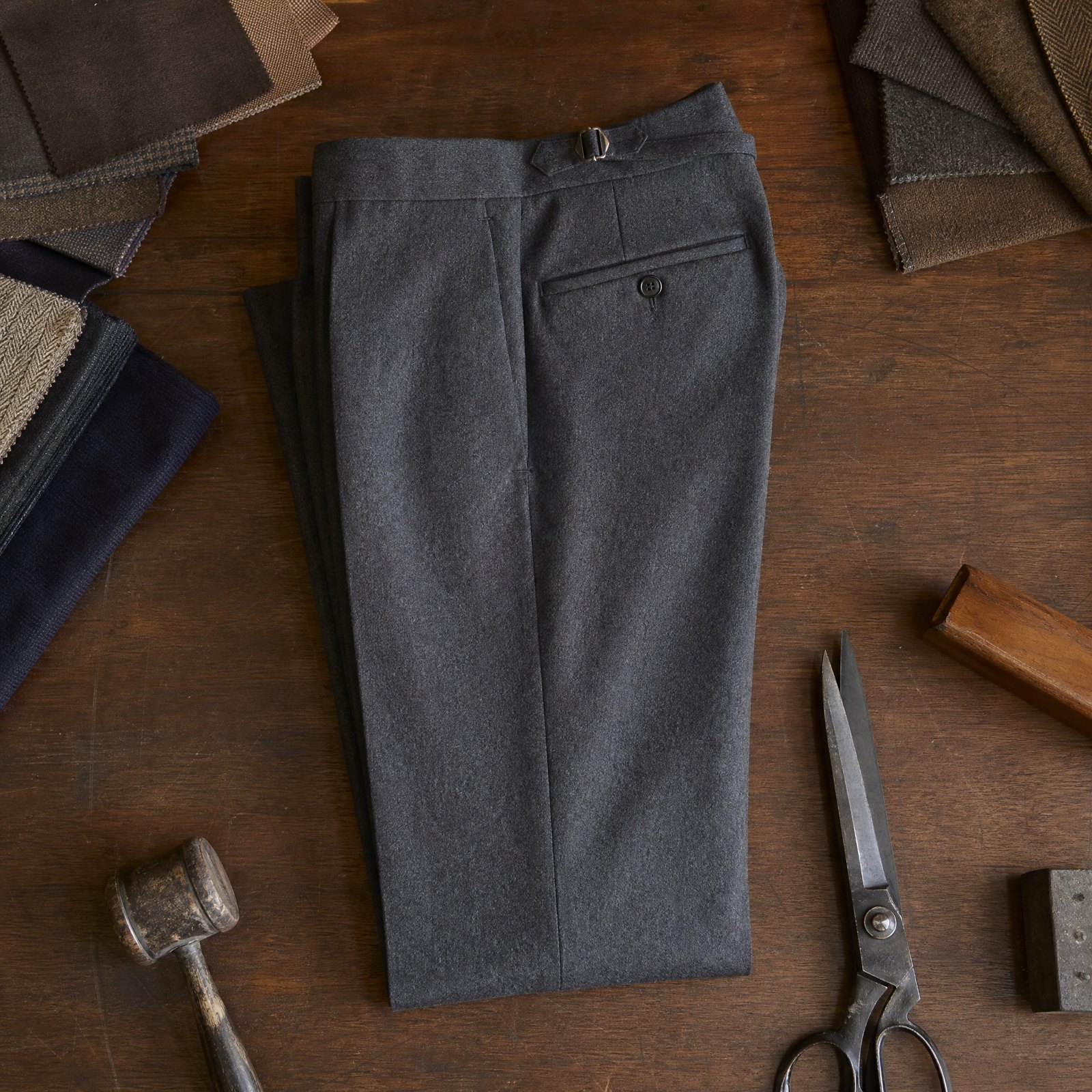 Folded tailored trousers from the CROWN TAILORING range